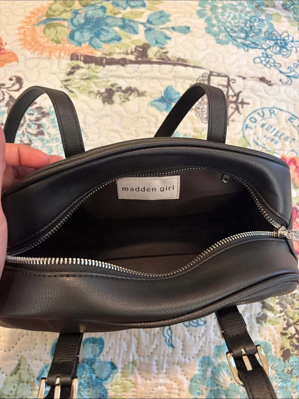 Madden Girl Black Shoulder Bag with Silver Accents